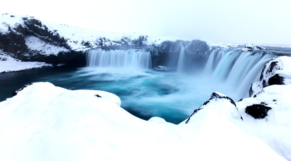 Iceland Godafoss Falls Winter 2