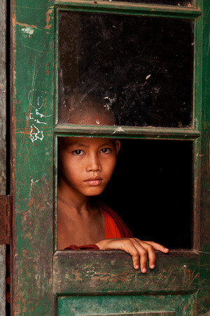 Burma Monk in Doorway